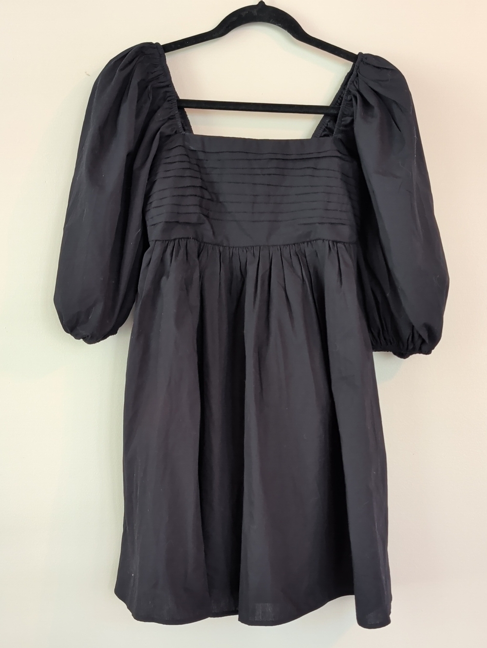NWT Abercrombie & Fitch Emerson Black Puff-Sleeve Square-Neck Mini Dress